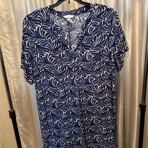 H&M Blue and White Patterned Tunic Dress